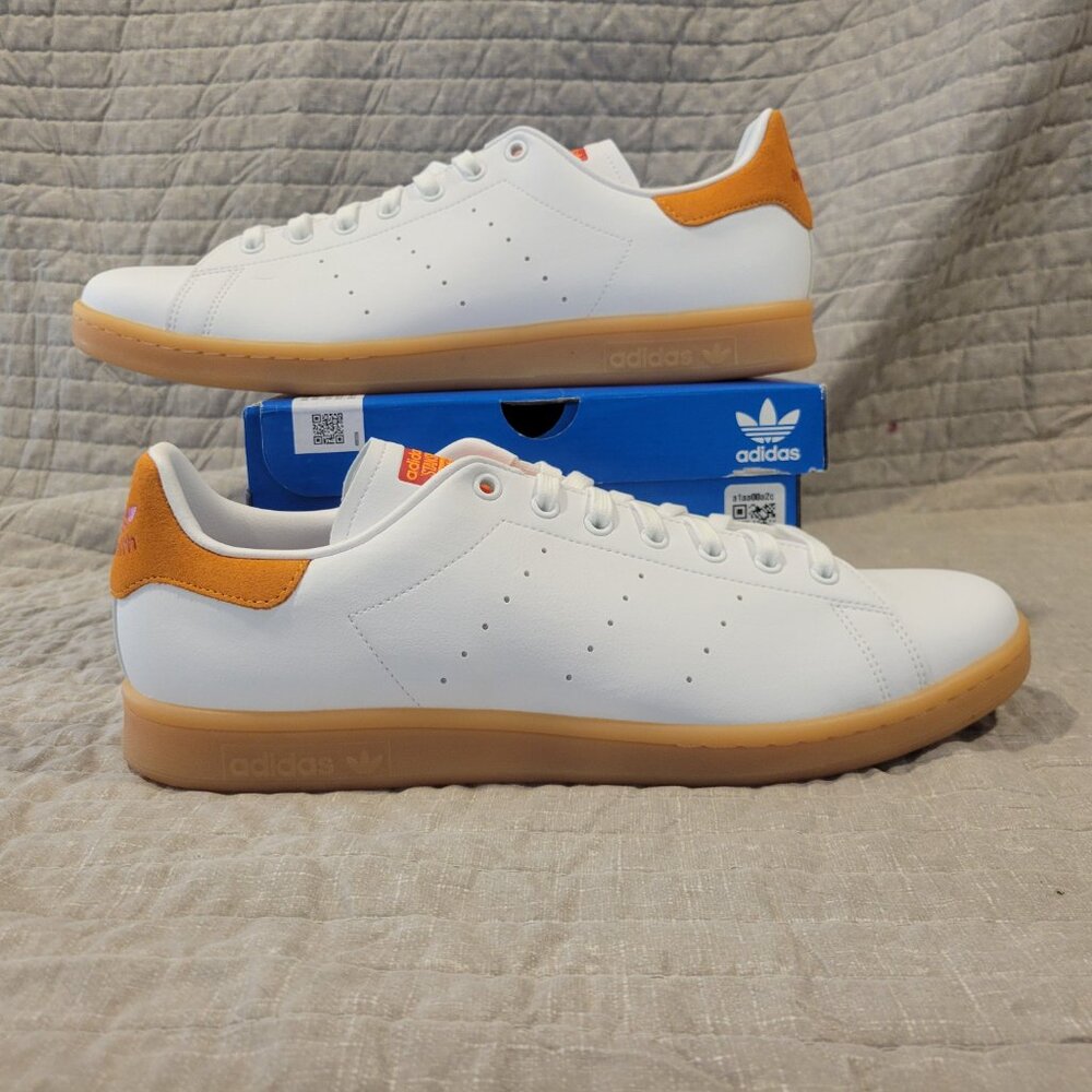 Adidas Stan Smith, White Orange Gum, Mens 14 - Picture 6 of 7